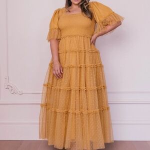 JessaKae Honey Gold Senna Tulle Maxi Dress